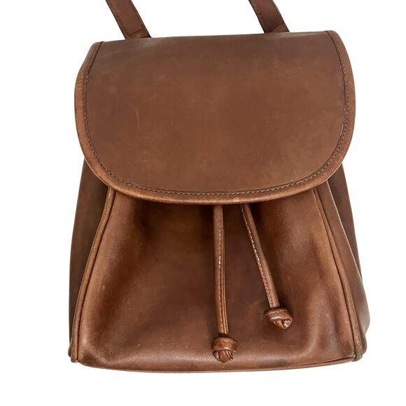 Vintage Coach Flap Drawstring Brown Leather Crossbody - Picture 2 of 11